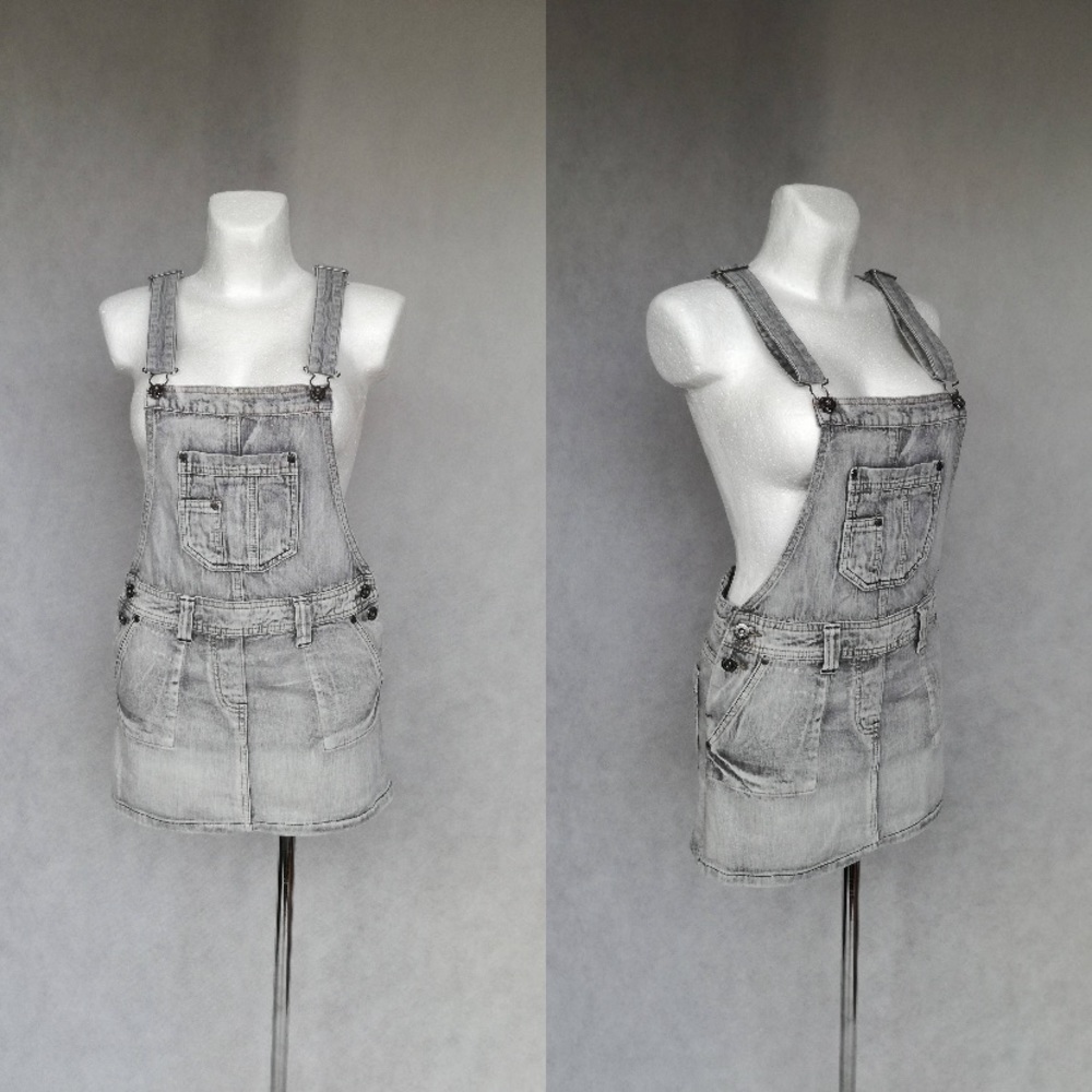 Vintage overalls denim skirt romper grunge dress💟
